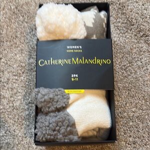 Catherine Malandrino Cozy Socks 2-Pack in Gray and Cream